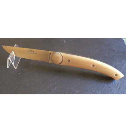 Couteau fermant "Le Thiers" à molette, système Liner-lock, manche en pointe de corne