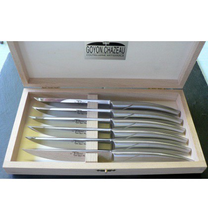 Coffret 6 couteaux de table monobloc inox brossé