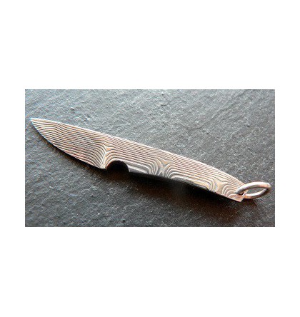 Pendentif couteau damas inox guilloché 