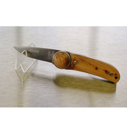 Couteau fermant "AKMA" à molette, système Liner-lock, platine loupe de cade