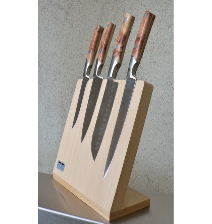 Support magnétique pour 4 couteaux "cuisine thiers" manche loupe de cade