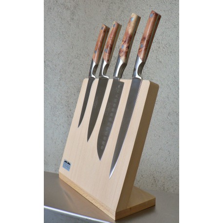 Support magnétique pour 4 couteaux "cuisine thiers" manche loupe de cade