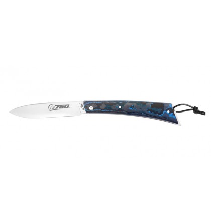 Couteau de poche 750 - Fat carbone bleu- inspiration YAMAHA
