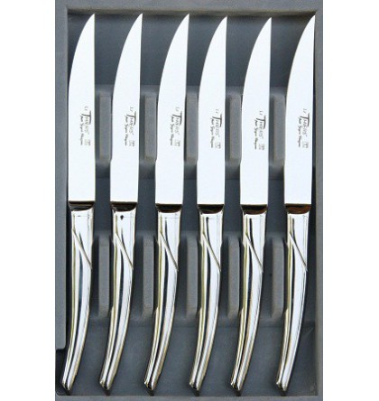 Coffret 6 couteaux de table thiers tout inox brillant